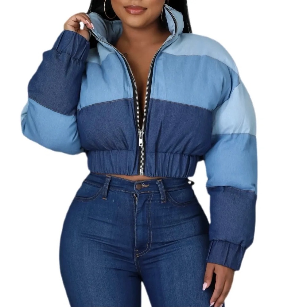 Denim puffer jacket